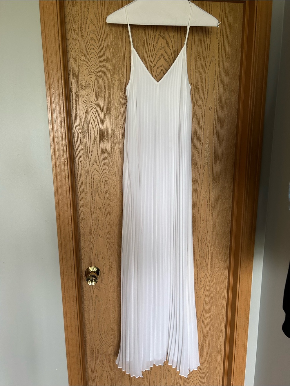 Express White Pleated Maxi Slip Dress